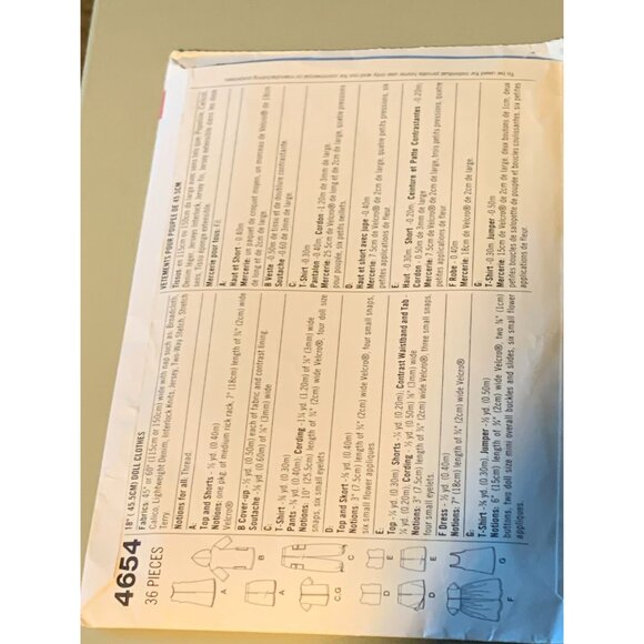 Simplicity 4654 18" Doll Clothing Patterns - 36 Pieces Elaine Heigl Designs 2008 - Picture 2 of 2